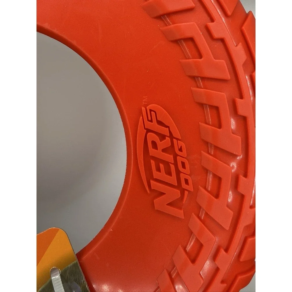 Nerf Dog Tire Flyer Dog Toy 10 Inch Red Durable Floating TPR 1111-2096